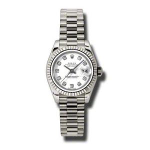 LadyDatejust 26 White Dial 18K White Gold President Automatic Watch 179179WDP