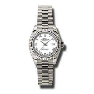 LadyDatejust 26 White Dial 18K White Gold President Automatic Watch 179179WRP