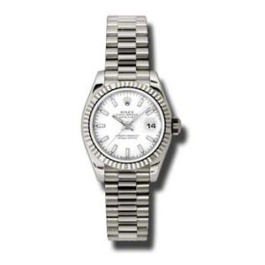 LadyDatejust 26 White Dial 18K White Gold President Automatic Watch 179179WSP