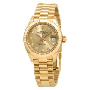 LadyDatejust 28 Champagne Dial 18K Yellow Gold President Automatic Watch 279178CDP