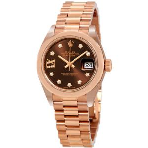 LadyDatejust 28 Chocolate Dial 18K Everose Gold President Automatic Watch 279165CHRDP