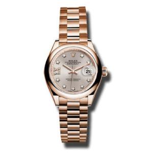 LadyDatejust 28 Sundust Dial 18K Everose Gold President Automatic Watch 279165SNRDP