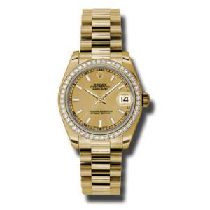 LadyDatejust 31 Champagne Dial 18K Yellow Gold President Automatic Watch 178288CSP