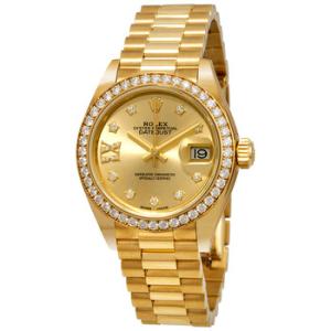 LadyDatejust Champagne Diamond Dial 18kt Yellow Gold President Watch 279138CRDP