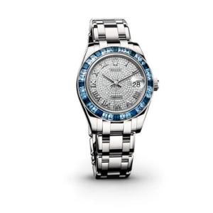 LadyDatejust Pearlmaster Diamond Pave Dial 18K White Gold Automatic Watch 81349CRRPM
