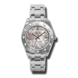 LadyDatejust Pearlmaster Gold Dust Dream Mother Of Pearl Diamond Dial 18K White Gold Automatic Watch 81319GDDPM