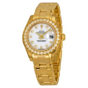 LadyDatejust Pearlmaster White Diamond Dial 18K Yellow Gold Automatic Watch 80298WDPM