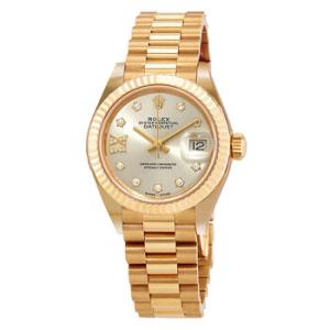 LadyDatejust Silver Diamond Dial 18kt Yellow Gold President Watch 279178SRDP