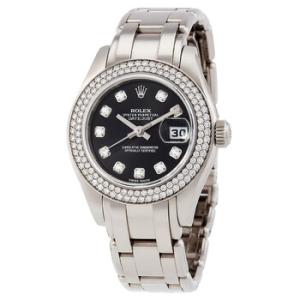 LadyDatejust White Gold Pearlmaster Automatic Diamond Black Dial Watch