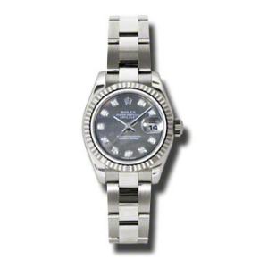 Lady Datejust 26 Black Mother of Pearl Dial 18K White Gold Oyster Bracelet Automatic Watch 179179BKMDO
