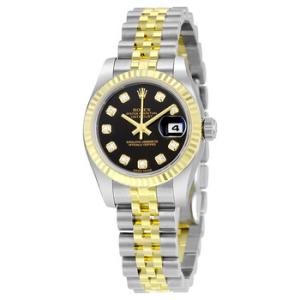 Lady Datejust 26 Black with 10 Diamonds Dial Stainless Steel and 18K Yellow Gold Jubilee Bracelet Automatic Watch 179173BKDJ