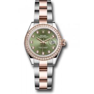 Lady Datejust Olive Green Diamond Dial Steel and 18ct Everose Gold Oyster Watch 279381OGDO