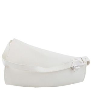 Large Leather Horn Bag in Almond