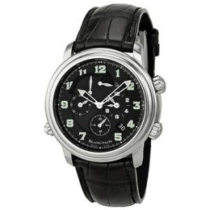 Leman Black Dial Chronograph Black Leather Automatic Watch 2041113053B