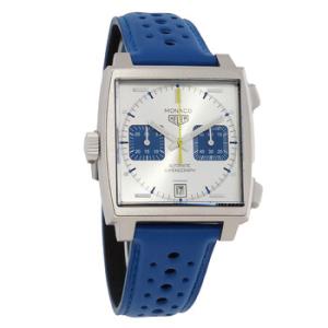 Limited Edition Monaco Racing Blue Chronograph Automatic Silver Dial Watch CAW218C.FC6548