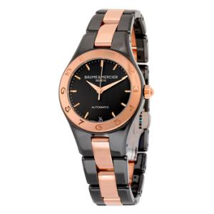 Linea Automatic Black Dial Black Ceramic and Rose Goldplated Stainless Steel Watch MOA10069