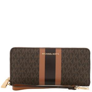 LogoPrint Stripe Canvas Wristlet