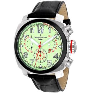 Luminous Dial Chronograph Black Leather Watch 3AU1A1P48