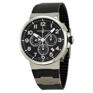 Marine Chronograph Black Dial Black Rubber Watch