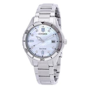 Marine Lady EcoDrive Crystal  Mother of Pearl Dial Watch FE617088D