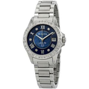 Marine Star Midnight Blue Mother of Pearl Diamond Dial Watch 96R215