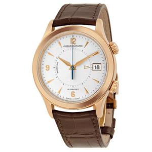 Master Memovox Silver Dial 18kt Rose Gold Brown Leather Watch Q1412430