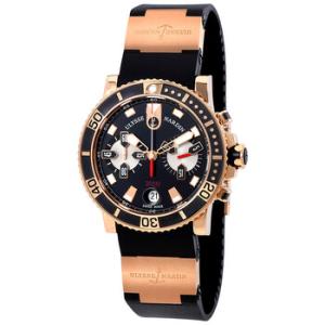 Maxi Marine Diver Chronograph Black Dial 18 Carat Rose Gold Case Black Rubber Band Automatic Watch 80061023a92