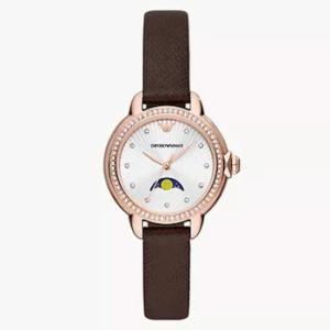 Mia Quartz Moon Phase Crystal Silver Dial Watch AR11568