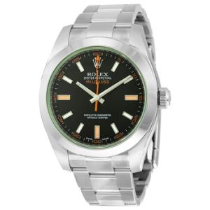 Milgauss Black Dial Domed Bezel Green Crystal Oyster Bracelet Watch 116400V