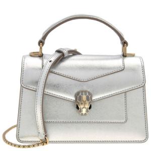 Mini Serpenti Forever Top Handle Bag In Silver
