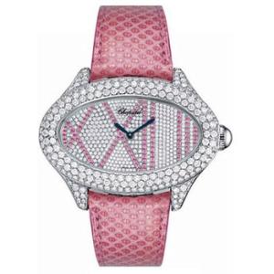 Montres Dame Cat Eye Diamond Dial Pink Lizard Skin Quartz Watch