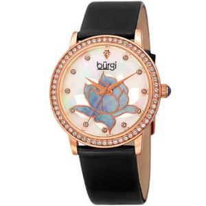 Mother 0f Pearl Dial Black Leather Watch BUR159BKR