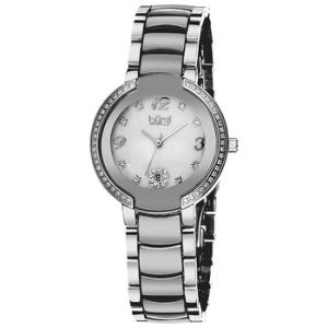 Mother of Pearl Dial Silvertone Ceramic and Stainless Steel Watch BUR072SL