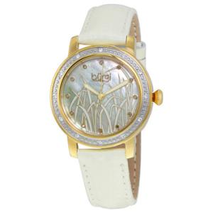 Mother of Pearl Pattern Dial White Leather Watch BUR096YGW