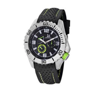 MultiFunction Black Dial Black Silicone Strap Watch JS53GN