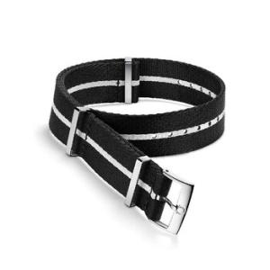 NATO Polyamide Black with White Stripe Watch Band O031CWZ010698