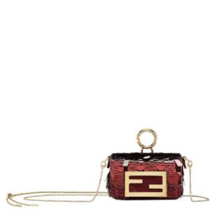 Nano Baguette Charm Embellished Sequins Bag