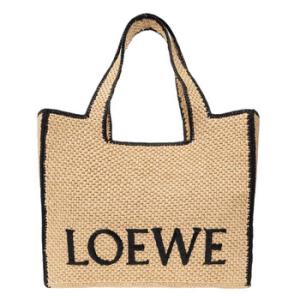 Natural Raffia Large Font Tote Bag