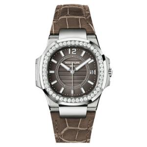 Nautilus Anthracite Gray Brown Leather Watch 7010G010
