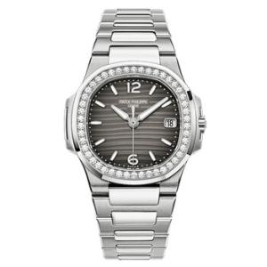 Nautilus Smoke Grey Dial 18 Carat White Gold Set With Diamonds Watch 70101G012