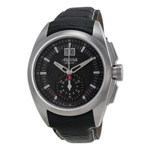 Nightlife Club Chronograph Black Dial Leather Strap Watch AL353B4RC6