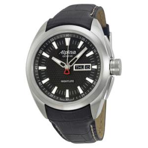 Nightlife Club Day Date Black Dial Black Leather  Strap Watch AL242B4RC6