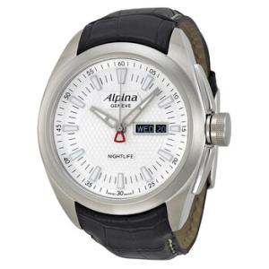 Nightlife Club Silver Dial Black Black Leather Watch AL242S4RC6