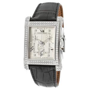 No. 7 Silver Dial Chronograph Black Leather Watch 778.050.109