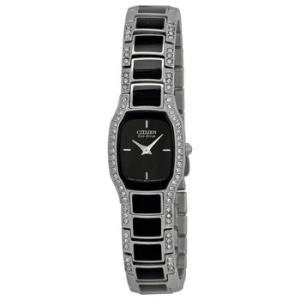 Normandie EcoDrive Black Dial Crystal Watch EW978057E