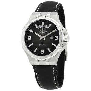 Objet D Art Quartz Black Dial Black Leather Watch