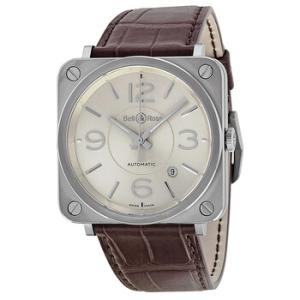 Officer Silver Dial Brown Alligator Leather Watch BRSOFFSIL