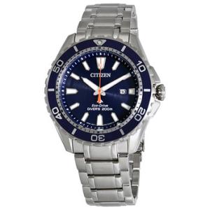 Open Box  Citizen Promaster Diver 200 Meters EcoDrive Blue Dial Steel Watch BN019155L
