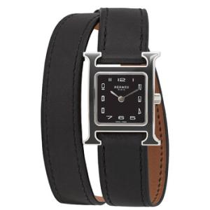 Open Box  Hermes Hour H Quartz Black Dial Watch 044937WW00