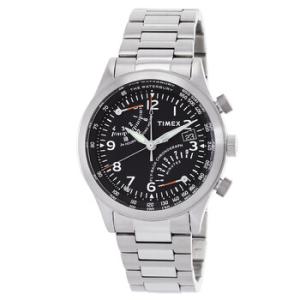Open Box  Timex Waterbury Chronograph GMT Quartz Black Dial Watch TW2W47800